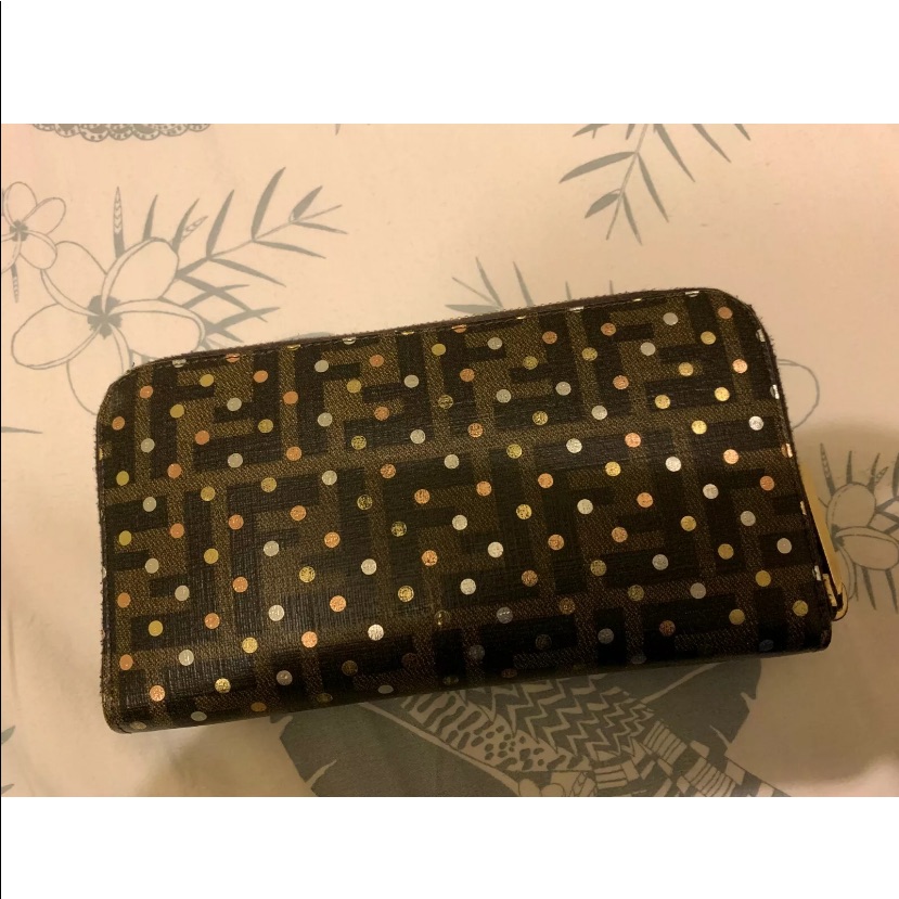 Authentic Fendi Monogram Ff Polka Dot Wallet